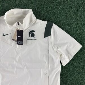 New Nike Michigan State 1/4 Zip Short Sleeve Windbreaker Jacket Size XL White